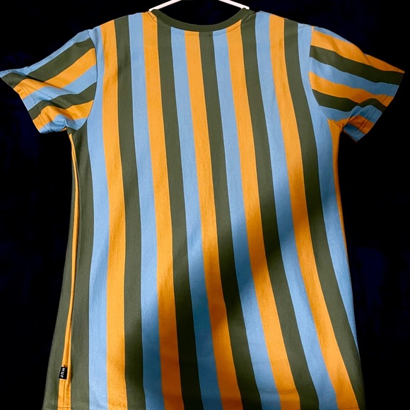 HUF WORLDWIDE Stripes T Shirt Small Yellow/Green/Blue - Picture 3 of 6